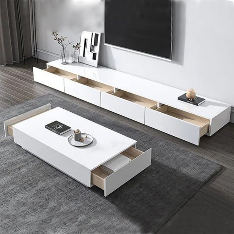 Luxury LED TV Console with Coffee Table