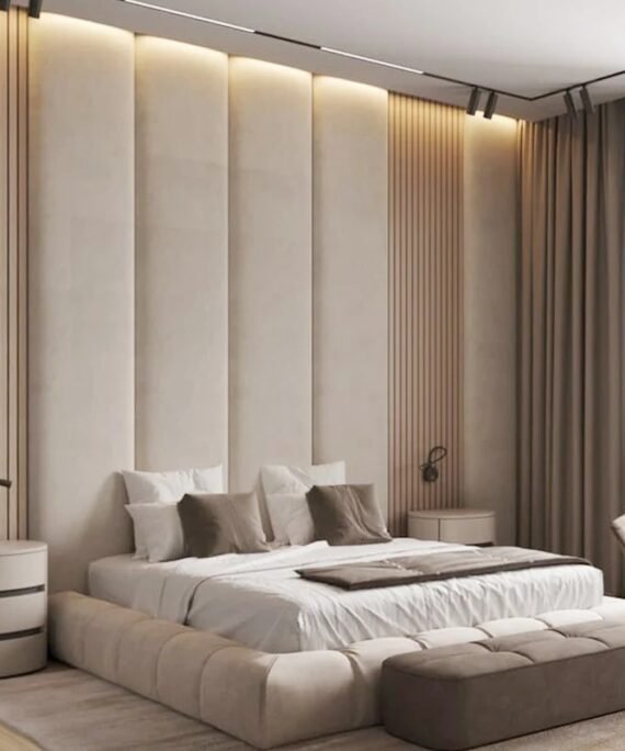 Modern Stripped Wall Panel Bed