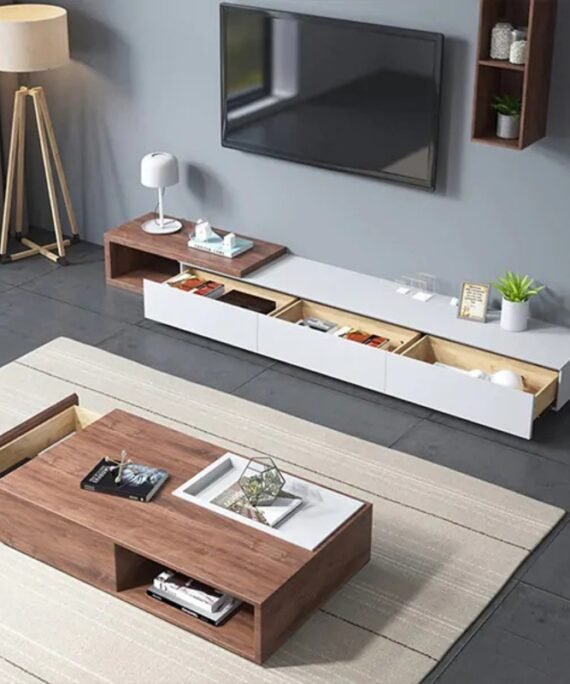 Luxury LED TV Unit with Coffee Table