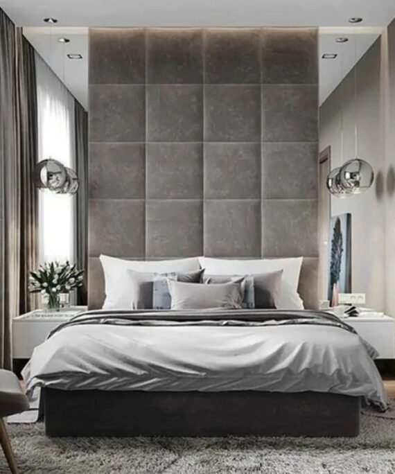 Premium Cubic Headboard Wall Panel Bed