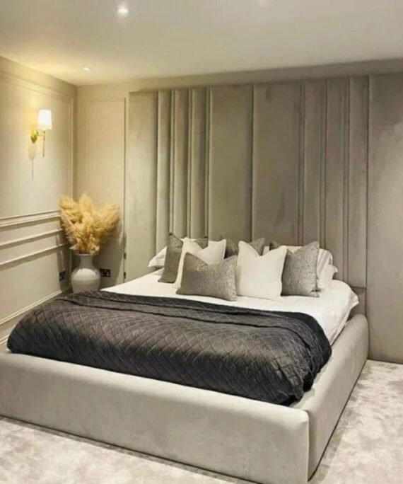 Premium Velvet Padded Wall Panel Bed