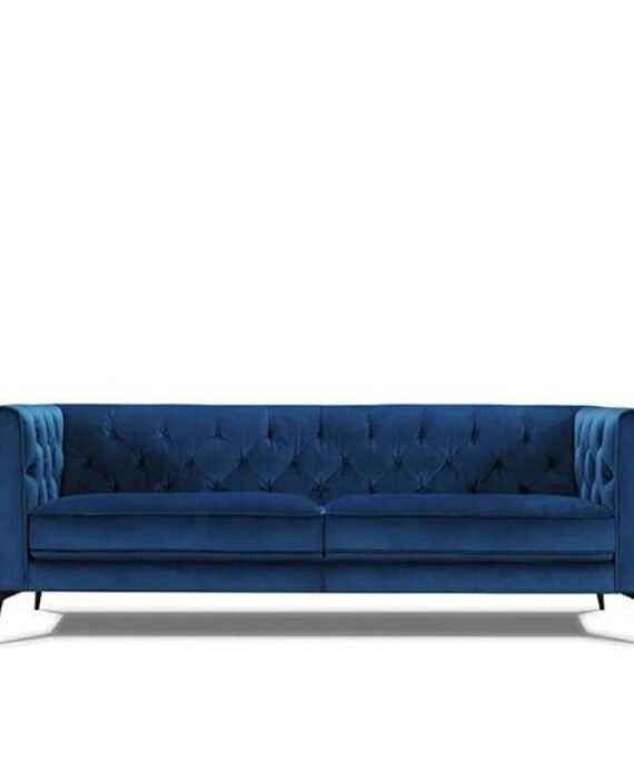 Blue Tufted Straight Fabric Sofa Abu Dhabi