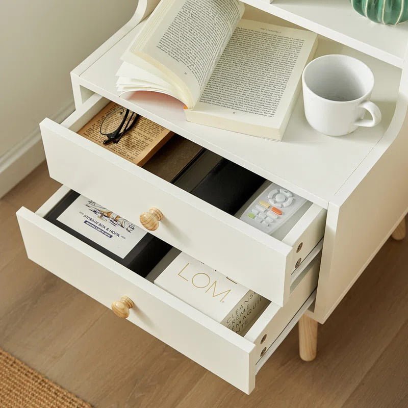 Modern White Side Table with Drawers - Image 2