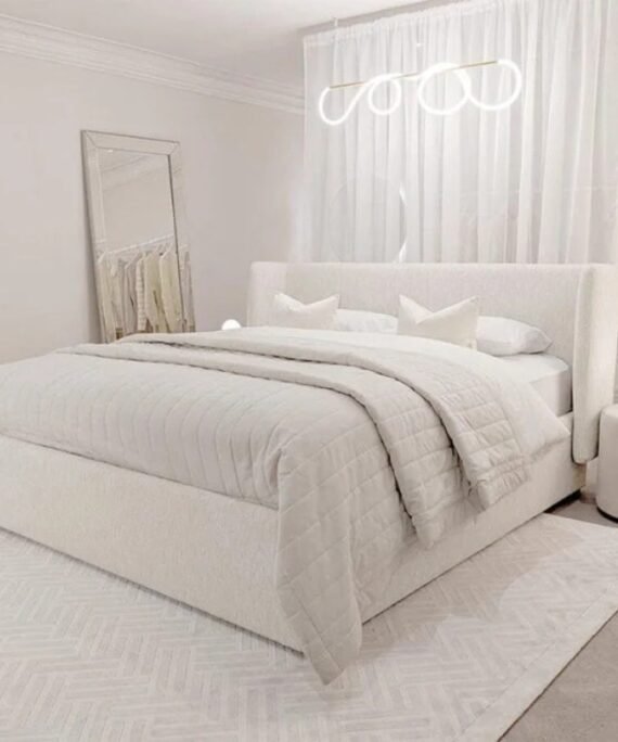 Modern Boucle Upholstered Platform Bed