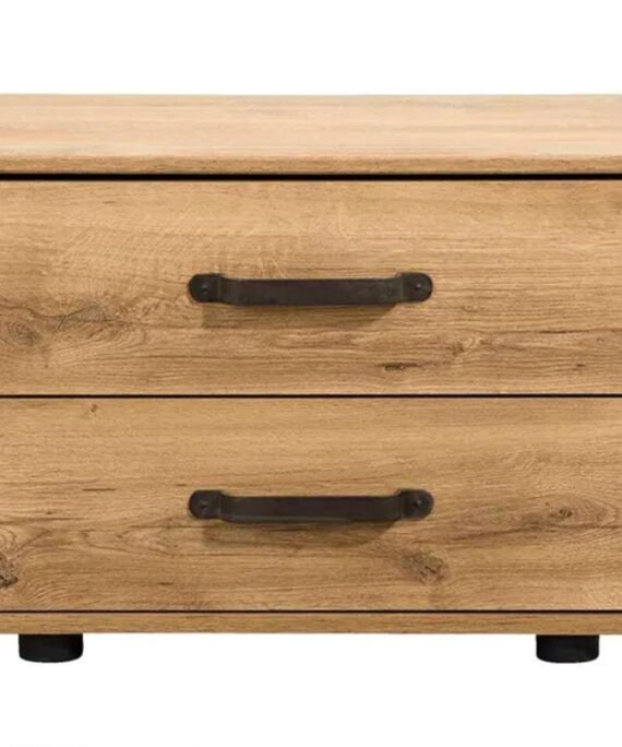 Oak Color Bedside Table - 2 Drawer