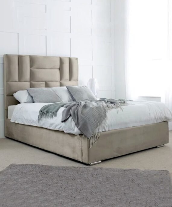 Premium Padded Double Velvet Bed