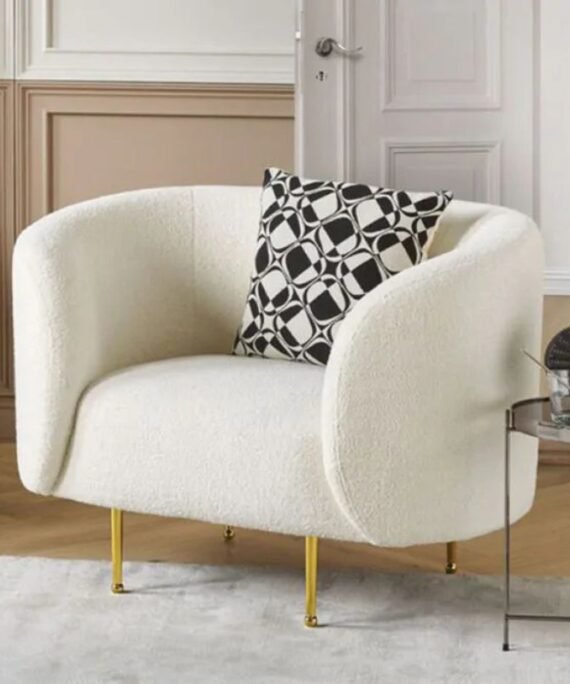 Premium White Boucle Armchair