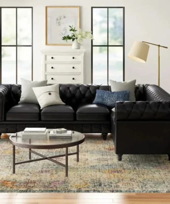 Chesterfield-Black-Corner-Leather-Sofa